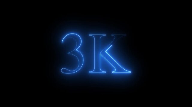 3k text font with neon effect, 3k followers, Thank You, social media post. Thank you followers congratulation card. Achievement in 3K followers Congratulating networking thanks.....