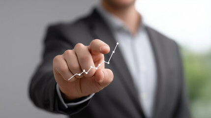 Businessman Analyzing Virtual Stock Market Trends