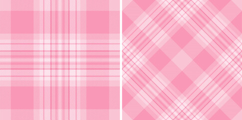 Elegant pink plaid patterns, perfect for fashion, textile, or website design.  Two distinct styles offer versatility – classic and diagonal checks.  Subtle texture adds depth.