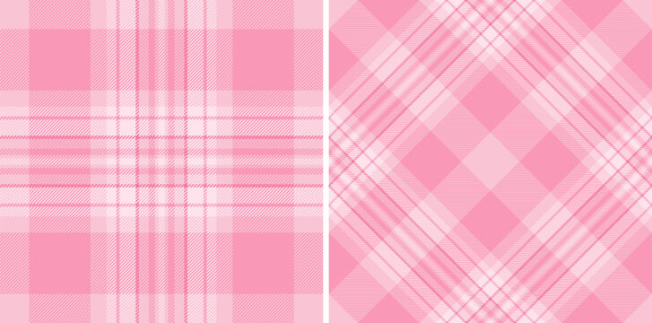 Elegant pink plaid patterns, perfect for fashion, textile, or website design.  Two distinct styles offer versatility – classic and diagonal checks.  Subtle texture adds depth.