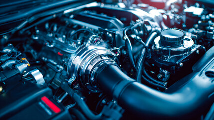 High-performance car engine components with advanced turbocharger system