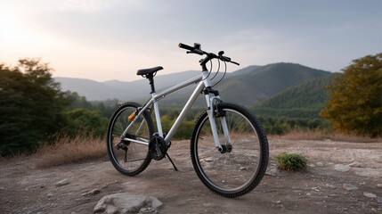 Obraz premium Bicycle Against a Stunning Sunset Landscape