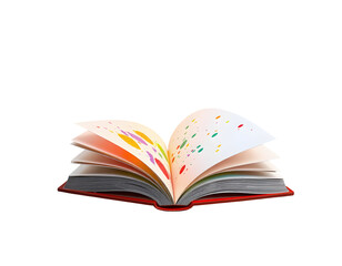 Open Book with Colorful Splashes Artistic Composition