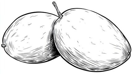 Two mangoes in a sketch style