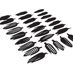 Maize silhouette collection for farm and agriculture design white Background.