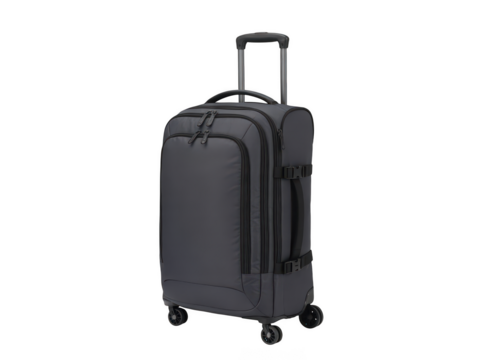 Grey Soft-Sided Suitcase on transparent background