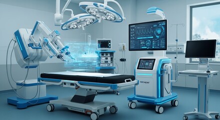 State of the Art Operating Room with Robotic Surgical System Digital Interface and Sterile Environment for Precision Medicine