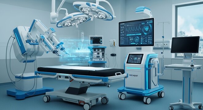 State of the Art Operating Room with Robotic Surgical System Digital Interface and Sterile Environment for Precision Medicine