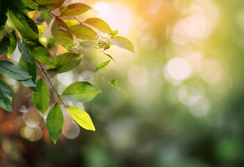 Obraz premium sunny shinny forest blur sunlight garden nature abstract day copy banner template outdoor bright blurry park blurred background green time space bokeh spring glowing summer presentation leaf light
