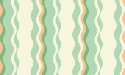 Abstract wavy stripes pattern in pastel green, peach, and cream.  Perfect for textile design, website backgrounds, and vibrant branding.
