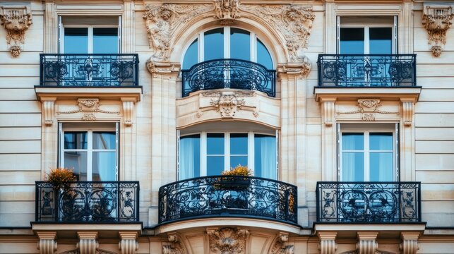 European building facade with balconies