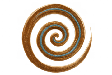 Blonde hair spiral twirling with blue highlights, showcasing modern hair coloring technique against transparent backdrop