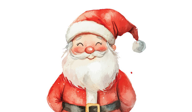 Christmas watercolor Santa Claus character cute holiday festive illustration for winter celebration greetings cards and posters