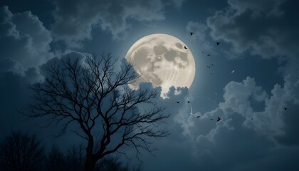 Fototapeta premium full moon and clouds