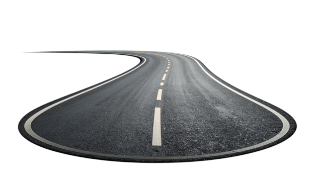 Empty circular road going nowhere isolated on solid white background Png form