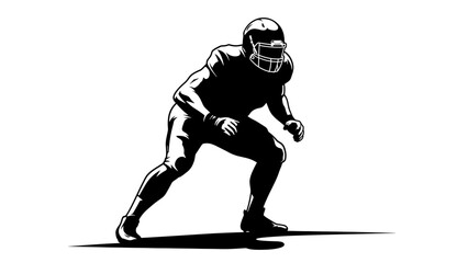 Dynamic Football Player in Ready Stance - Action Sports Illustration