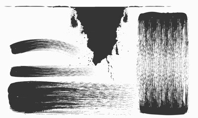 set Black and white art grunge, Vector brush Stroke, grunge paint element, grunge  texture overlay background. Monochrome grunge texture. Grunge Brush strokes.eps8