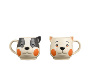 Cute Animal Face Mugs Dog and Bear Ceramic Coffee Cups