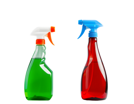 Cleaning Spray Bottles Green and Red Sprayers Transparent Background
