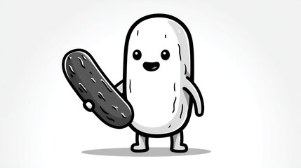 Obraz premium Cute cartoon pickle character holding a pickle
