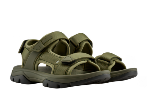 Green Chunky Hiking Sandals on transparent background