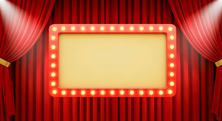 Stage Curtain and Marquee Sign: Entertainment Spotlight