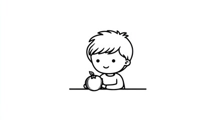 Cute boy holding an apple