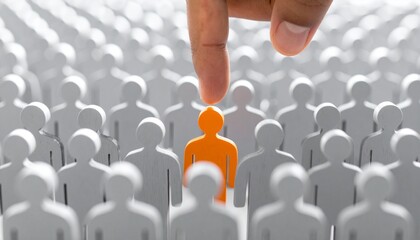 Fototapeta premium Selecting a Candidate Unique Person Stand Out From Crowd.