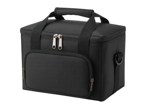 Black Insulated Lunch Bag on transparent background