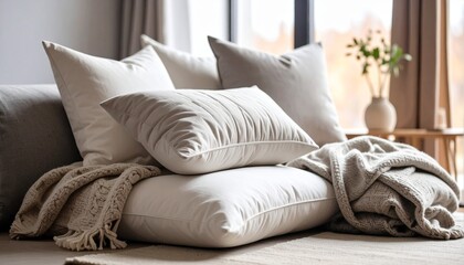 Cozy Bedroom Pillows and Blankets for Relaxation and Comfort.