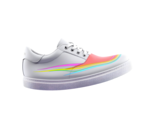 White Sneakers with Rainbow Accents