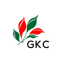 GKC Modern Abstract Leaf Logo Design – GKC Later Logo, Red and Green Nature-Inspired Brand Icon
