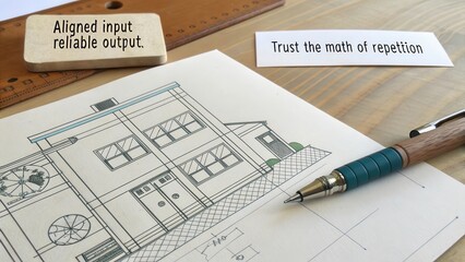 Architectural Concept Drawing with Tools and Inspirational Quotes