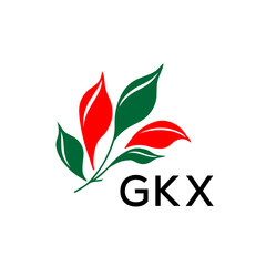 GKX Modern Abstract Leaf Logo Design – GKX Later Logo, Red and Green Nature-Inspired Brand Icon
