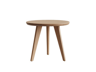 Modern Round Wooden Side Table on transparent background