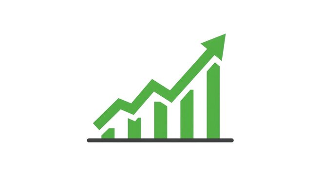 Ascending Green Arrow Graph: Growth, Progress, and Positive Trend on White Background