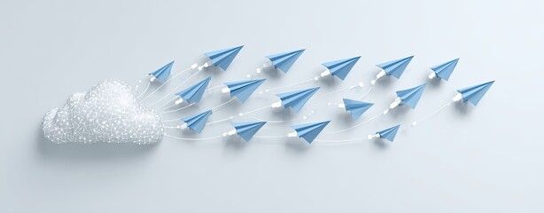 Cloud of paper airplanes