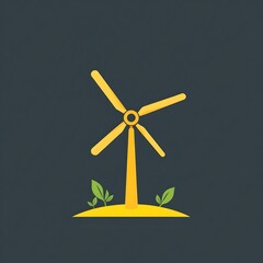 Minimal Flat Windmill Icon for Clean Energy
