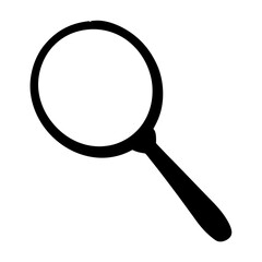 Black and White Magnifying Glass Illustration Isolated on a White Background
