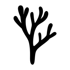Minimalist Silhouette of a Branched Tree or Coral Against a White Background