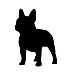 French Bulldog puppy dog silhouette, Vector illustration silhouette of a dog on a white background. 