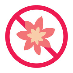 Forbidden flower sign, decorative flower restriction icon, floral decoration prohibited symbol