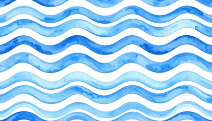 Abstract Watercolor Blue And White Waves Pattern