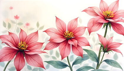 Fototapeta premium Floral Arrangement of Pink Flowers with Green Leaves