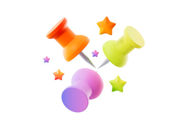 Stationery multi-colored buttons with stars on a white background. 3d rendering
