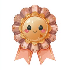 Smiling Sun Badge With Ribbon and Cute Design for Cheerful Recognition Generative AI