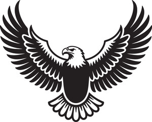 Obraz premium Majestic eagle with spread wings in black silhouette bird