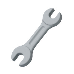 Simple grey wrench tool in isometric view, 3D render isolated on white background