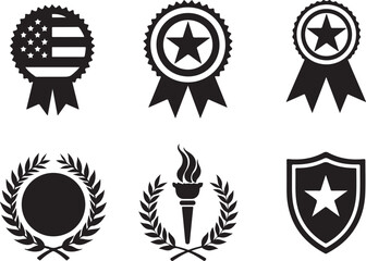 Award icons collection achievement symbols victory elements recognition badges