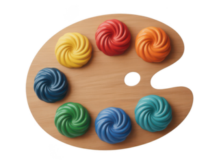 Artist's Palette with Colorful Swirls on transparent background